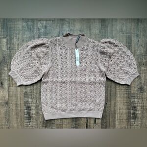 Elie Tahari Lace Knit Sweater - Light Pink